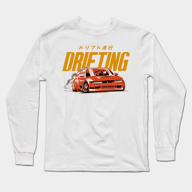 Drifting - Aesthetic Japanese Drift Racer Long Sleeve T-Shirt by Issho Ni